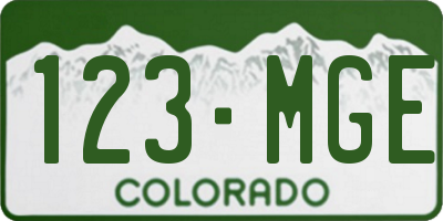 CO license plate 123MGE