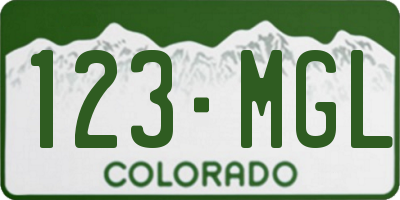 CO license plate 123MGL