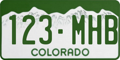 CO license plate 123MHB