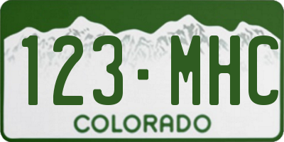 CO license plate 123MHC