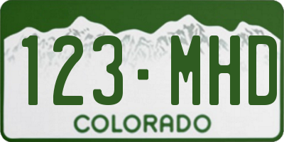 CO license plate 123MHD