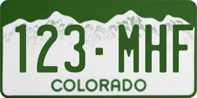 CO license plate 123MHF