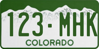 CO license plate 123MHK