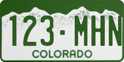 CO license plate 123MHN
