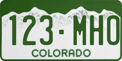CO license plate 123MHO