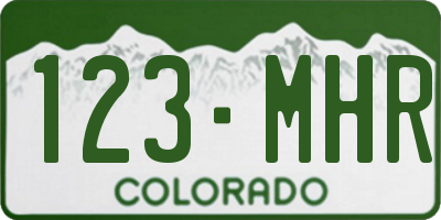CO license plate 123MHR
