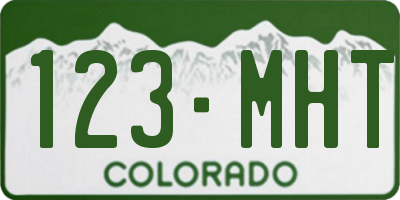 CO license plate 123MHT