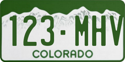 CO license plate 123MHV