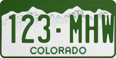 CO license plate 123MHW