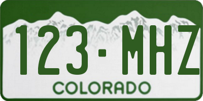 CO license plate 123MHZ