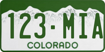 CO license plate 123MIA