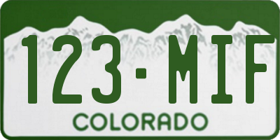 CO license plate 123MIF