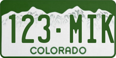 CO license plate 123MIK