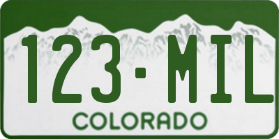 CO license plate 123MIL