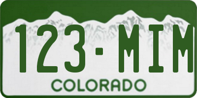 CO license plate 123MIM