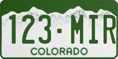 CO license plate 123MIR