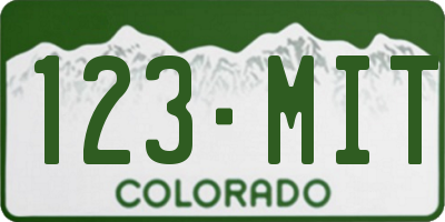 CO license plate 123MIT