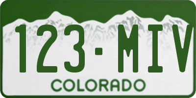 CO license plate 123MIV