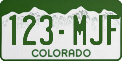 CO license plate 123MJF