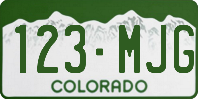 CO license plate 123MJG