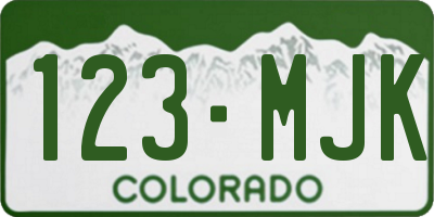 CO license plate 123MJK