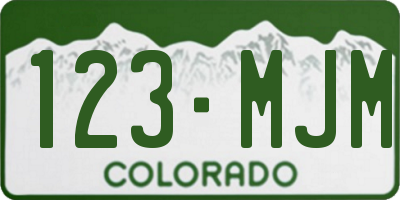 CO license plate 123MJM