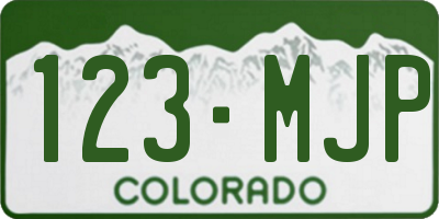 CO license plate 123MJP