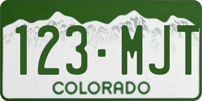 CO license plate 123MJT