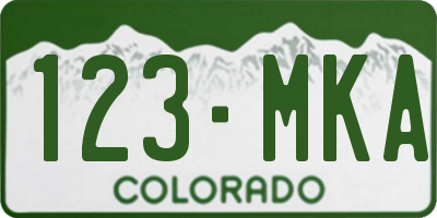 CO license plate 123MKA