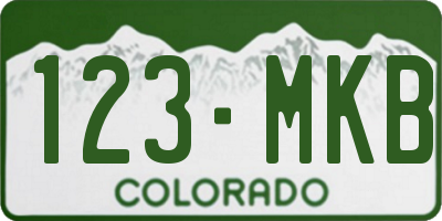 CO license plate 123MKB