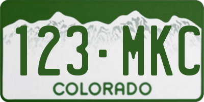 CO license plate 123MKC