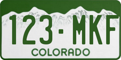 CO license plate 123MKF