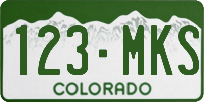 CO license plate 123MKS