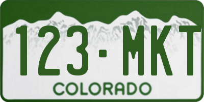 CO license plate 123MKT