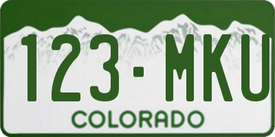 CO license plate 123MKU