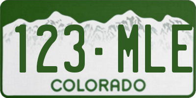 CO license plate 123MLE