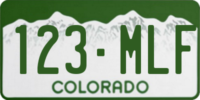 CO license plate 123MLF