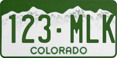 CO license plate 123MLK