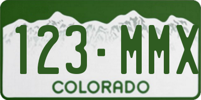 CO license plate 123MMX