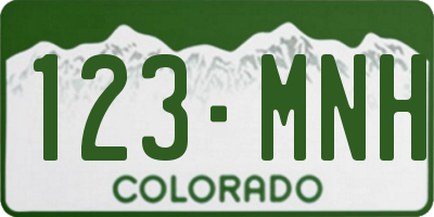 CO license plate 123MNH