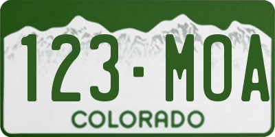 CO license plate 123MOA