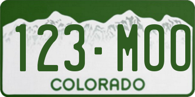 CO license plate 123MOO
