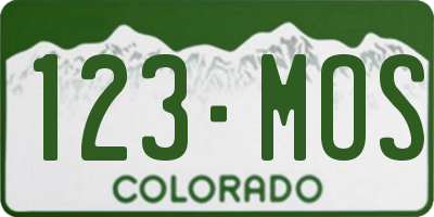 CO license plate 123MOS