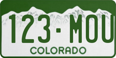 CO license plate 123MOU