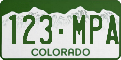 CO license plate 123MPA
