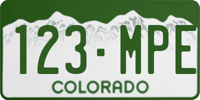 CO license plate 123MPE