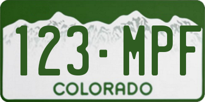 CO license plate 123MPF