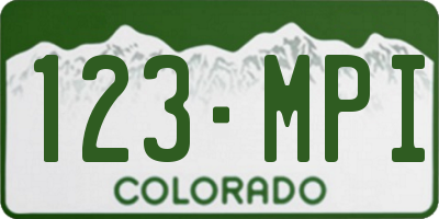 CO license plate 123MPI