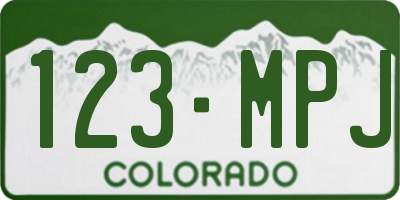 CO license plate 123MPJ