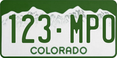 CO license plate 123MPO